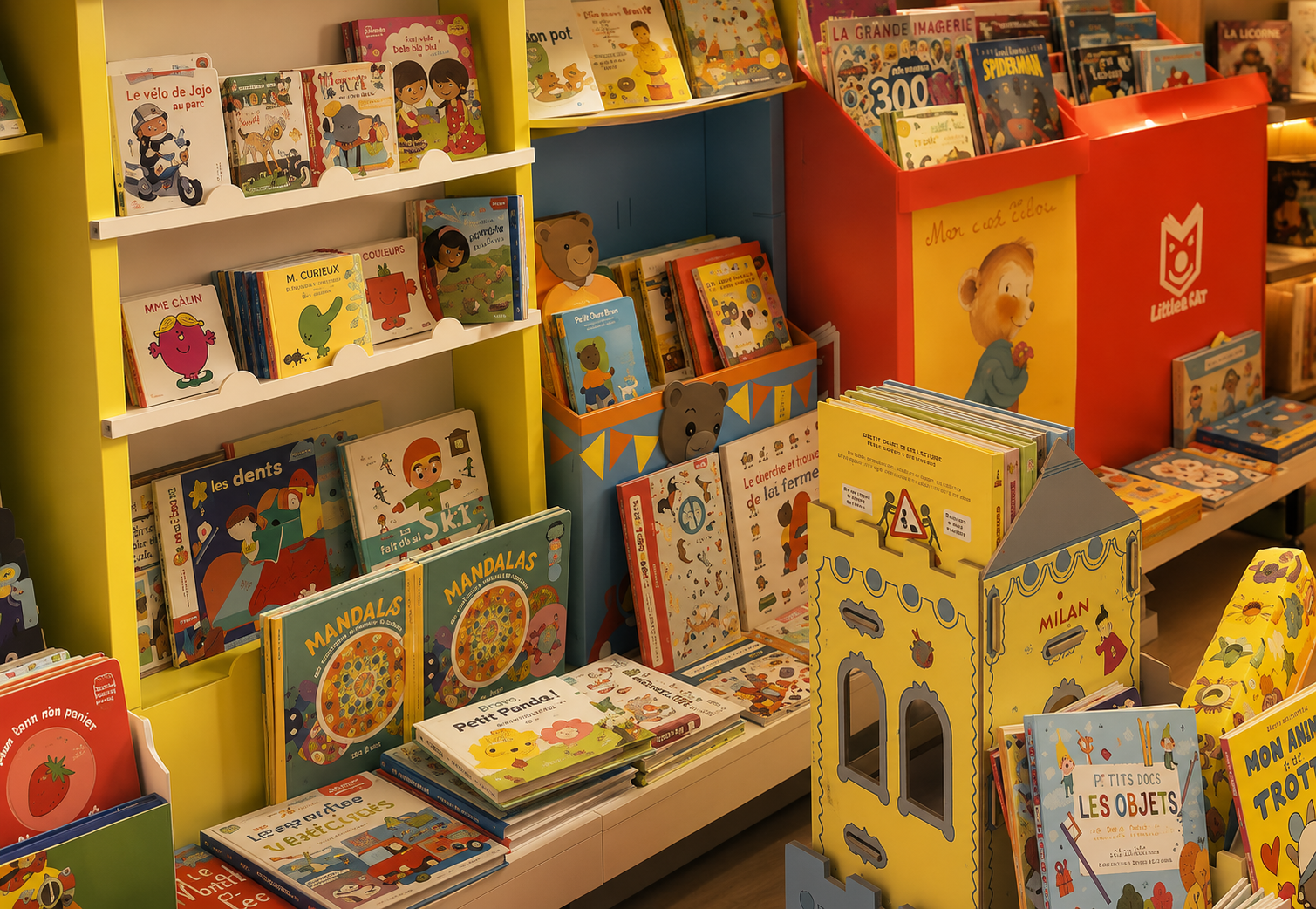 Espace jeunesse de la librairie Au Marque Page