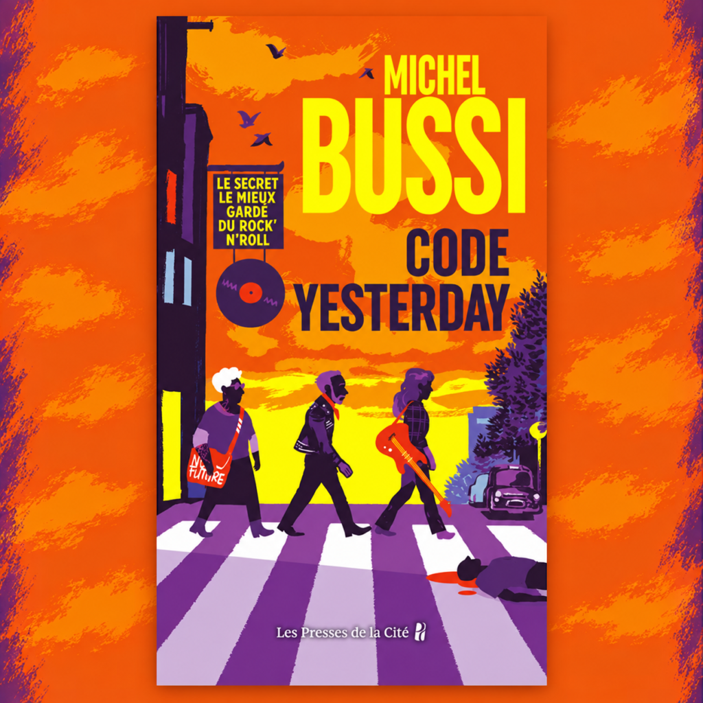 Couverture du livre Code Yesterday de Michel Bussi sur un fond orange et violet.